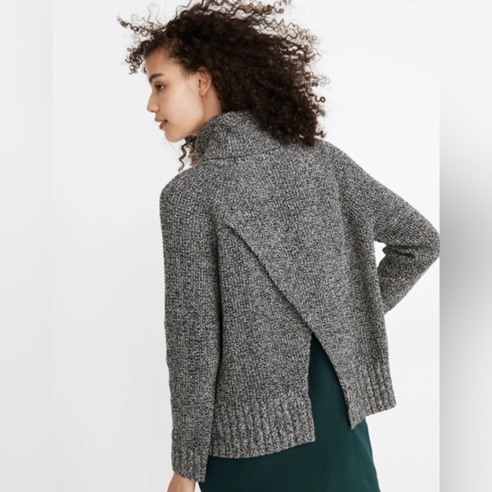 Madewell Eastbrook Turtleneck Cross-Back Sweater in Cotton-Merino Yarn sz small